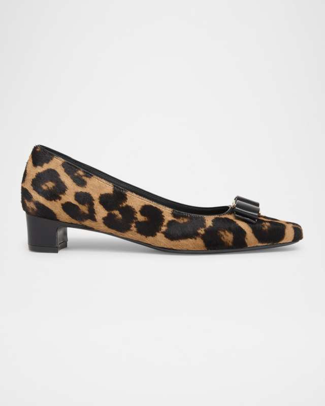 Rirri Leopard Bow Ballerina Pumps